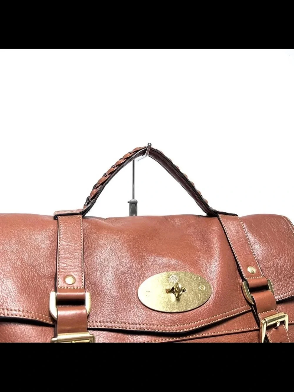 Mulberry Chestnut Brown Leather Satchel with Gold Hardware